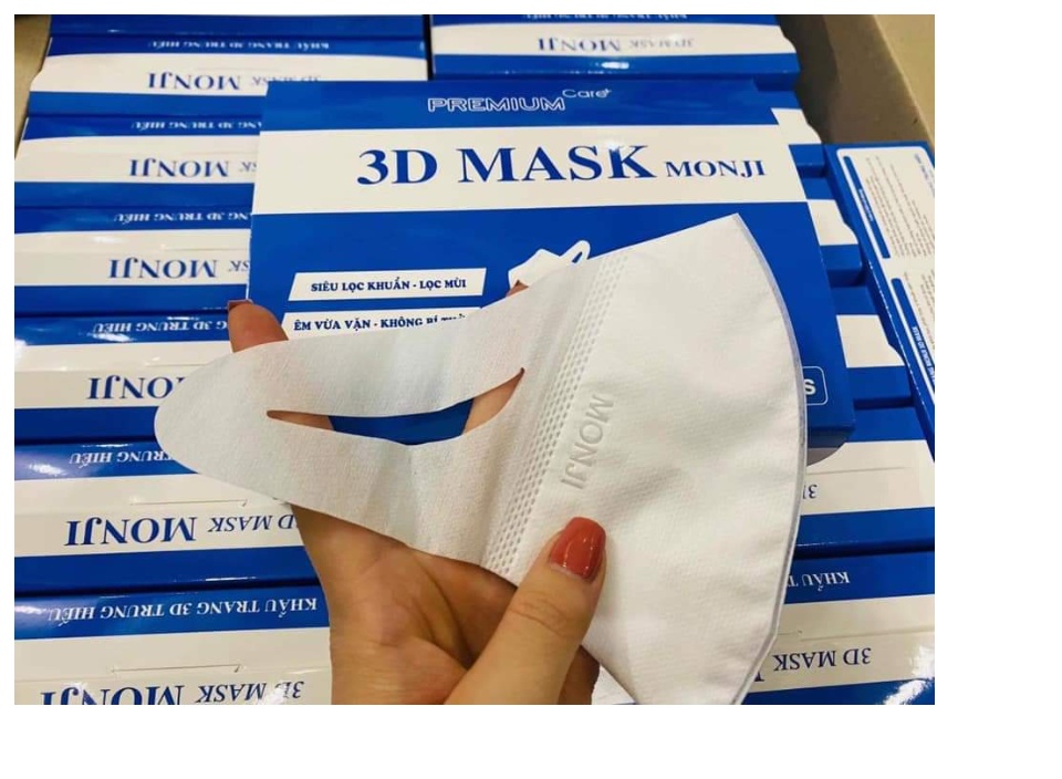 1 Hộp 50 chiếc khẩu trang 3D MASK MONJI Công nghệ Nhật Bản