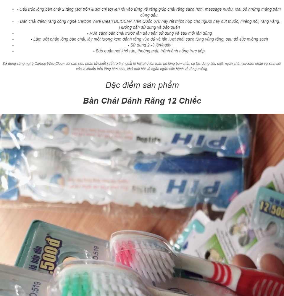 Bàn Chải Dánh Răng Vỉ 12 Chiếc