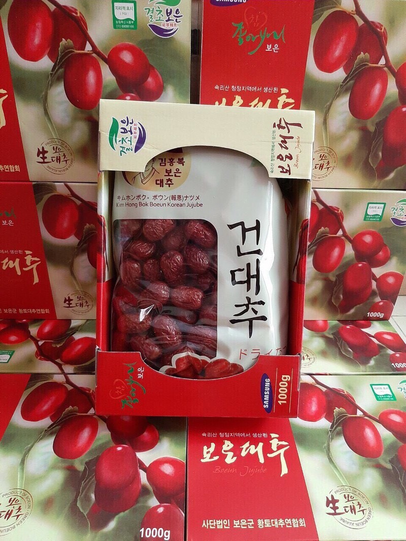 Táo Đỏ Hàn Quốc Sấy Khô Samsung Boeun Jujube ĐỦ 1KG + Tặng Kèm Túi Đựng Hộp Làm Quà Biếu Quà Tết - Đồ Ăn Vặt Nội Địa Hàn Quốc - Tiemtaphoa199