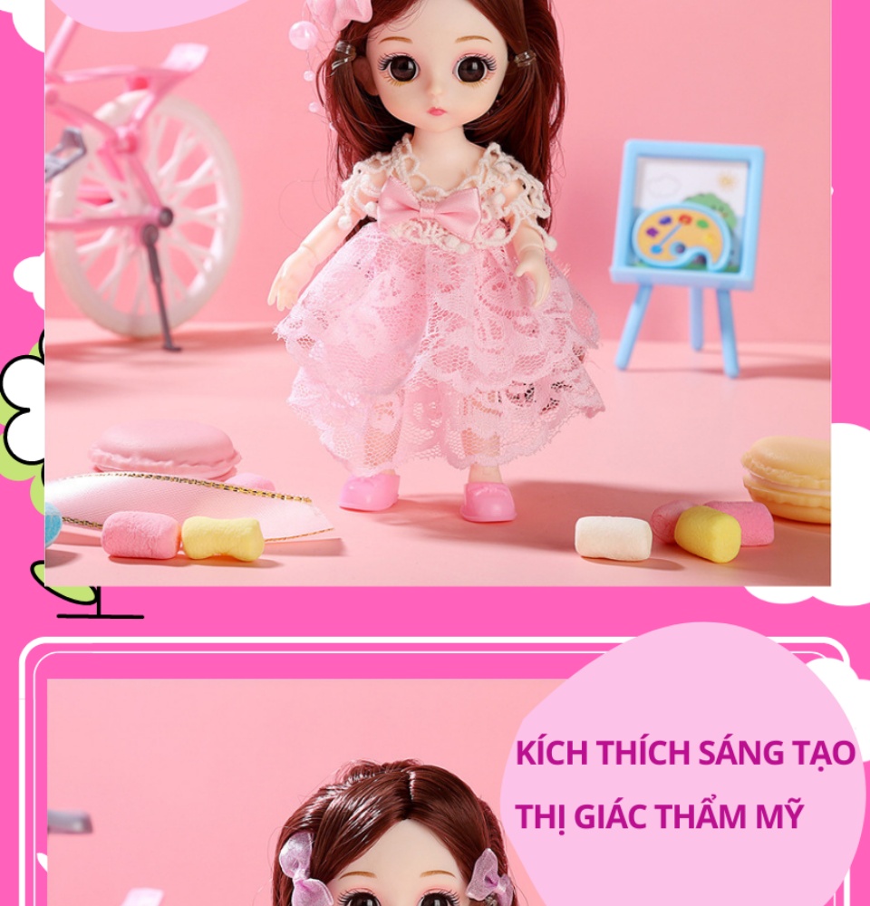 đồ chơi búp bê barbie bjd mini 16cm đồ công chúabúp bê chibi nhỏ nhắn làm 4