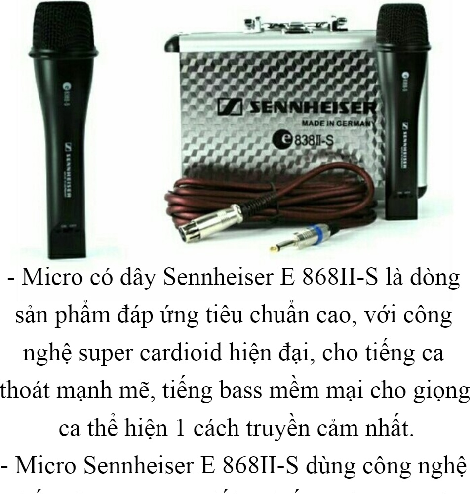 Micro Karaoke Có Dây Sennheiser 838 Ii-S Hộp Nhôm Cao Cấp Dải Bass Mượt Mà