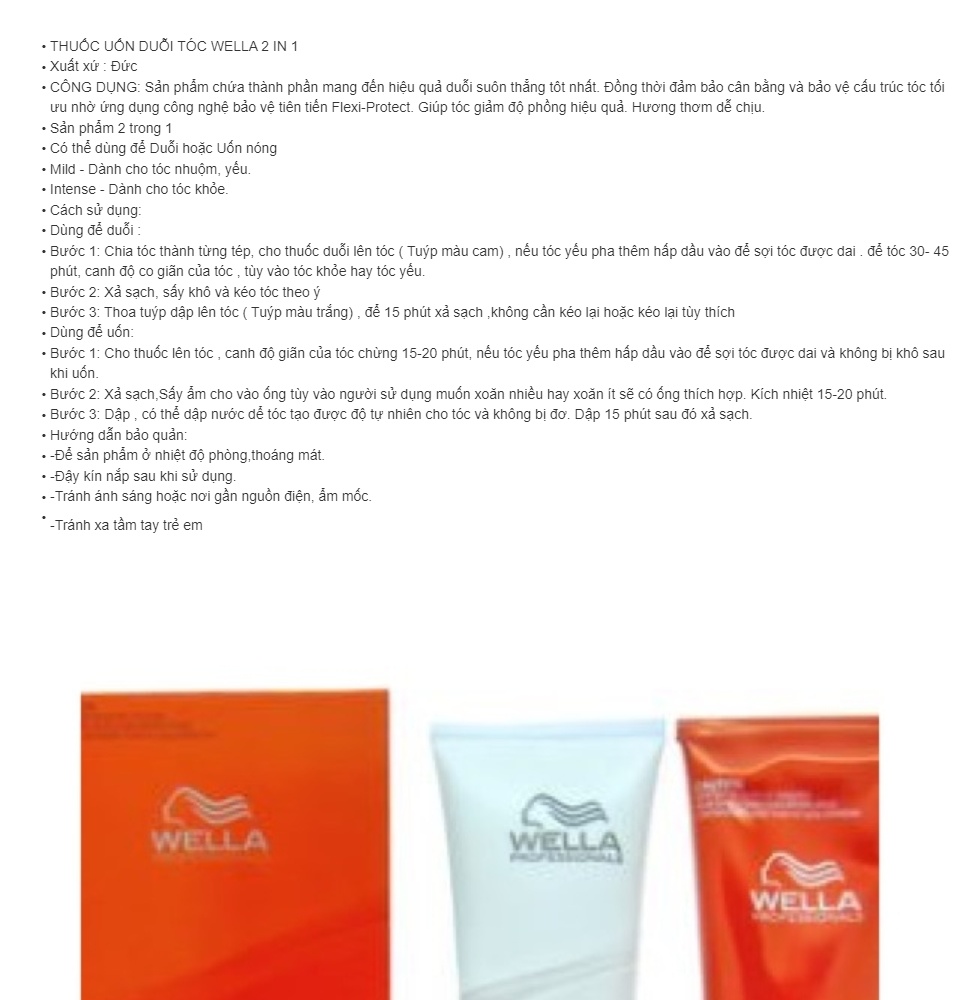CẶP THUỐC UỐN/ DUỖI TÓC 2 TRONG 1 WELLA CỦA ĐỨC