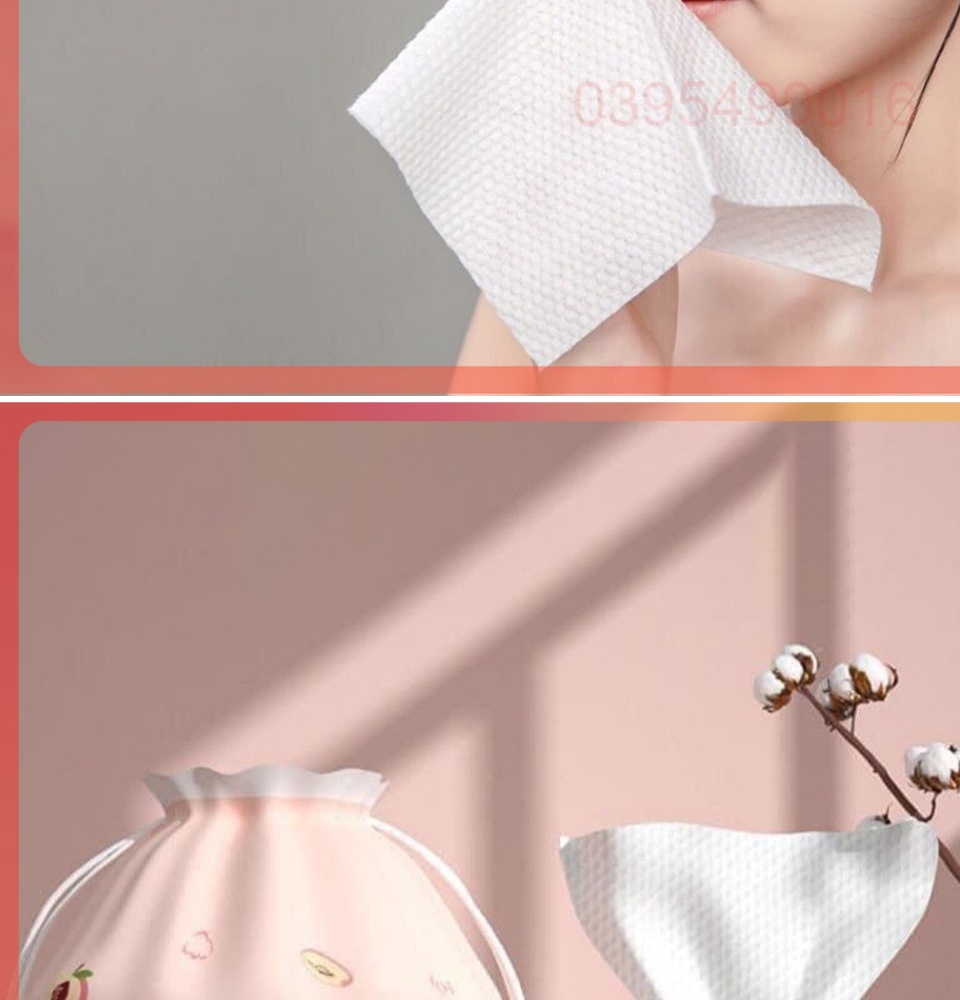 Cuộn 100 khăn mặt khô dùng một lần ANIMERRY, khăn bông mềm mịn, khăn giấy lau mặt khô dày dặn an toàn tiện lợi