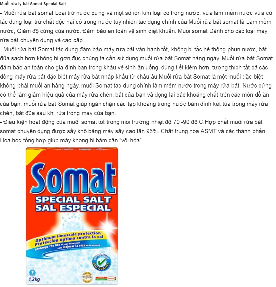 Muối Rửa Ly - Bát Somat Special Salt 12 Kg - Đức