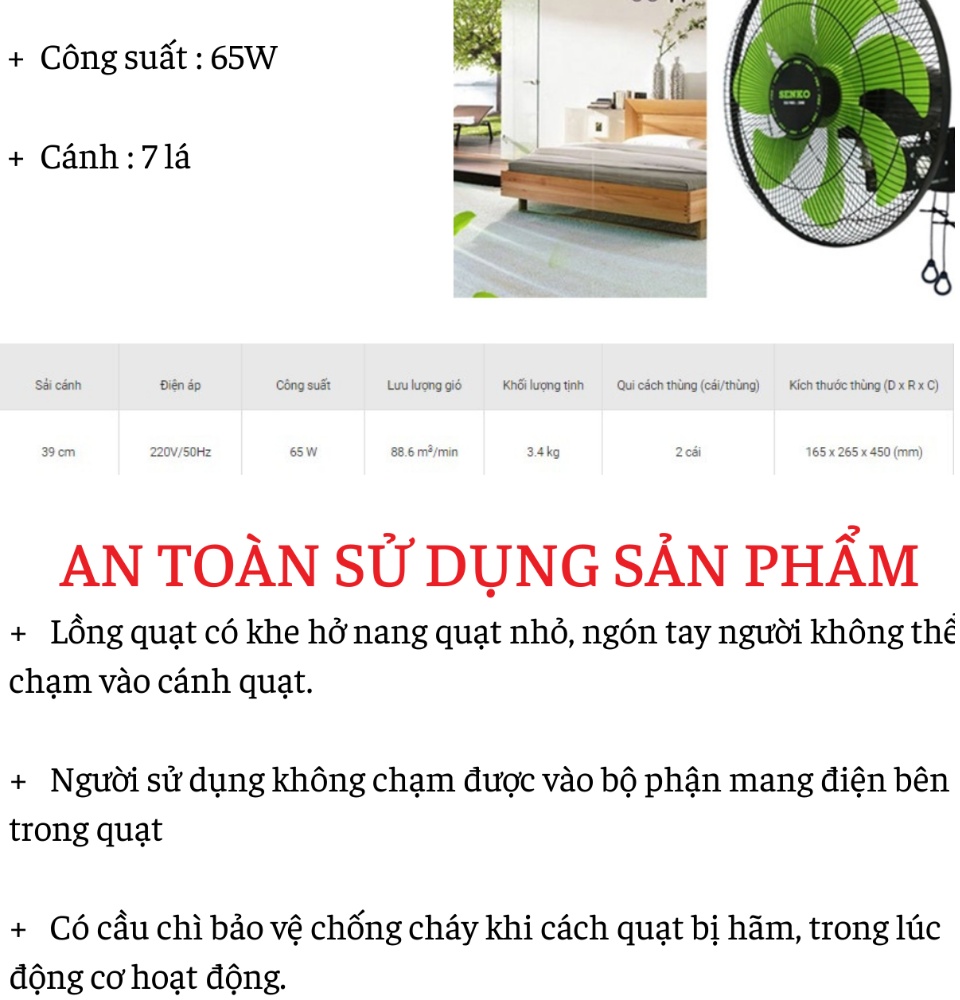 Quạt treo 2 dây mẫu mới F23 Senko  TC1622 - Trung Kiên