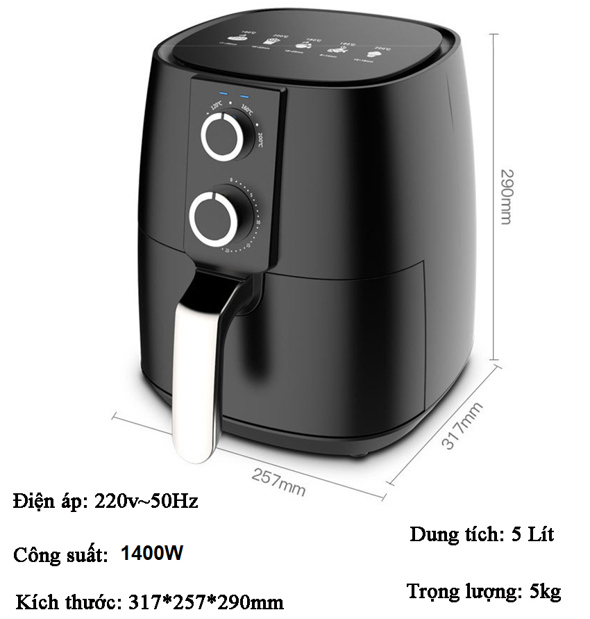 Nồi Chiên Nướng Không Dầu camel chất lượng cao Dung Tích 5 Lít Có Thể