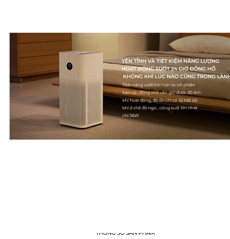 Máy lọc không khí Xiaomi Mi Air Purifier 3H - Diện tích 48m2 Công suất