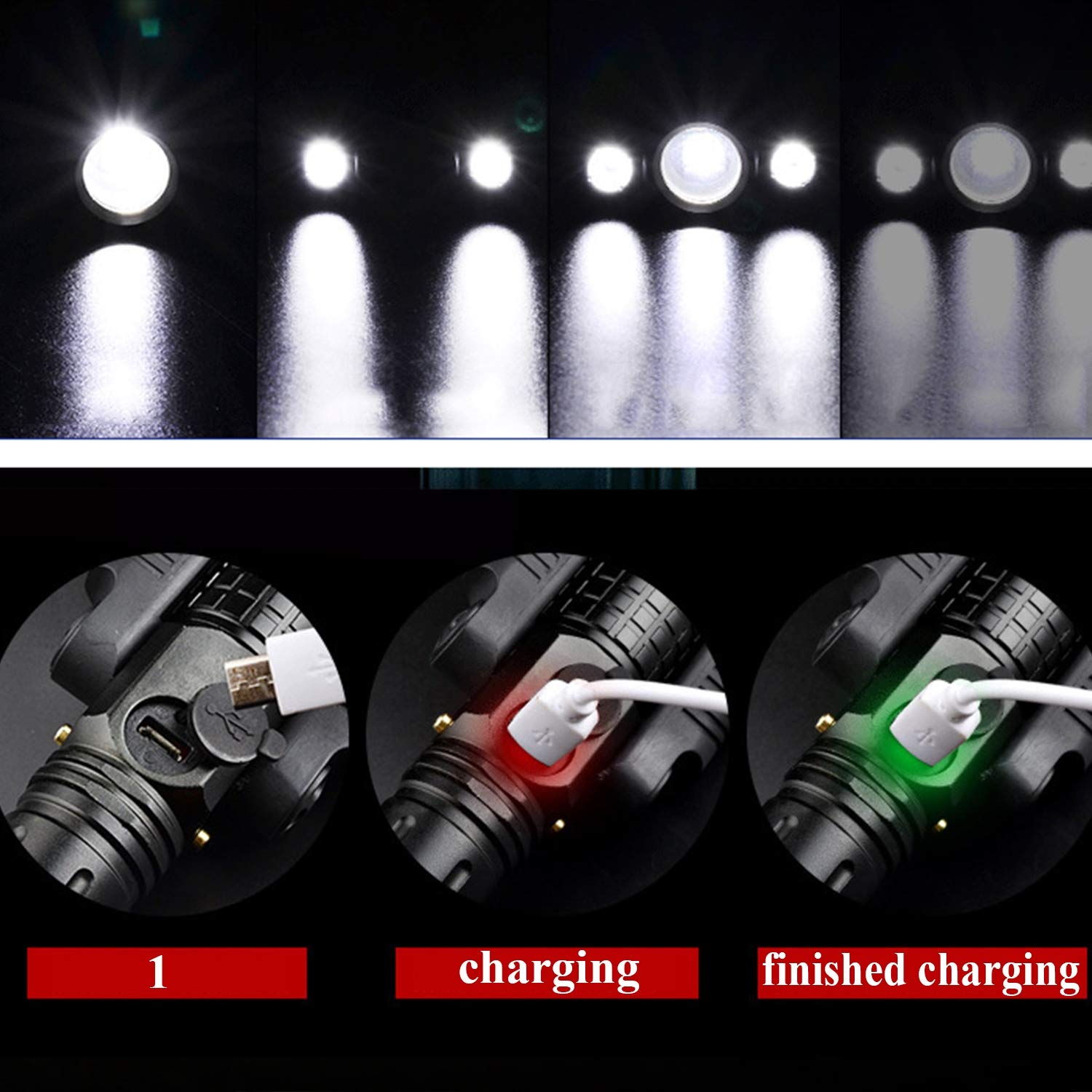 Đèn pin cầm tay 3 PHA 3 Bóng Led SIÊU SÁNG Xoay 360 Độ + Pin sạc 18650 cao cấp 6800mAh, Đèn led siêu sáng 3 bóng CHỐNG NƯỚC