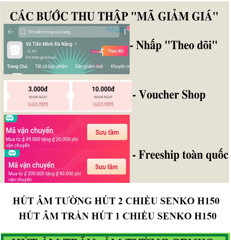 Quạt hút thông gió âm trần HT150 âm tường H150 Senko H150
