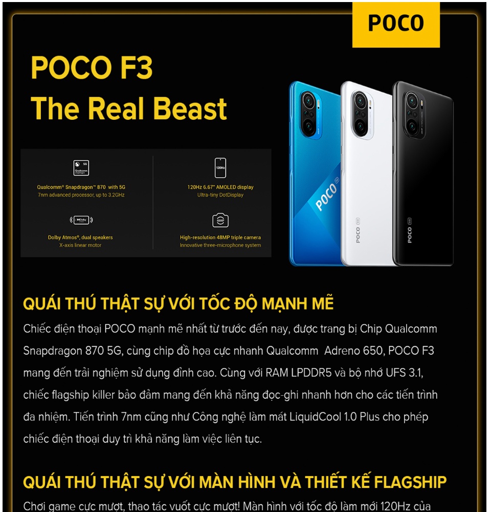 Điện thoại POCO F3  - Hàng chính hãng DGW - Bảo hành 18 tháng