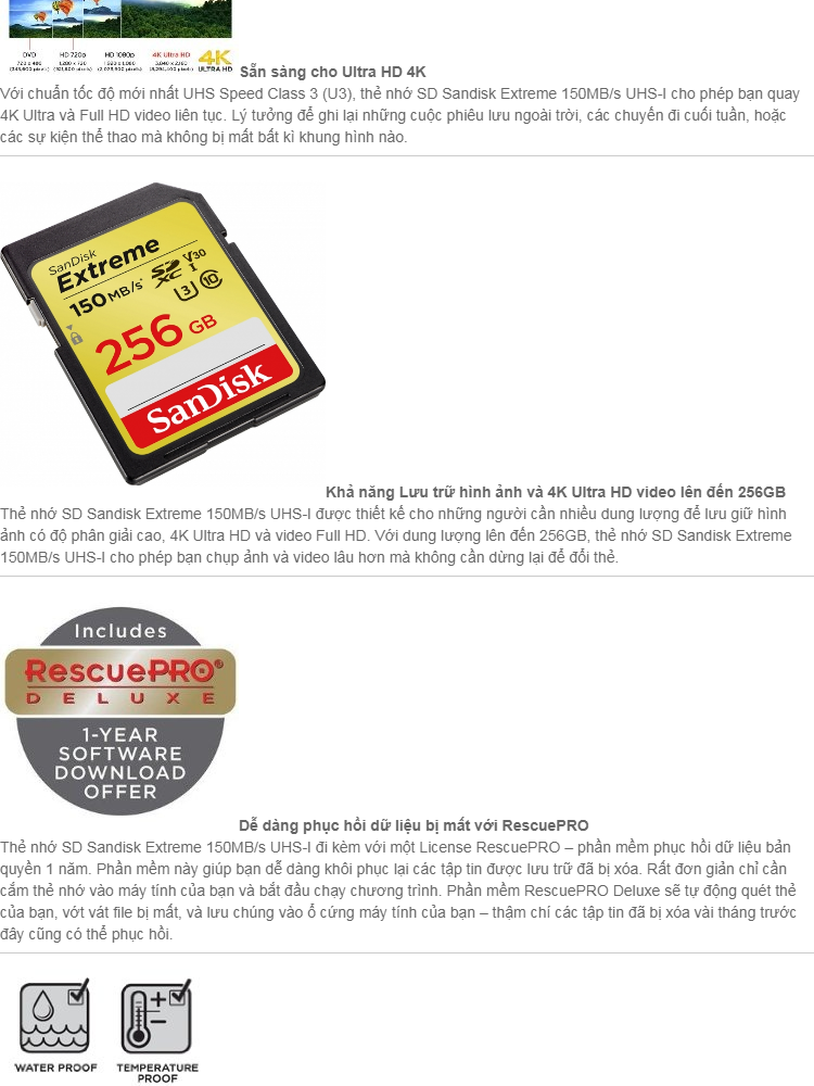 Thẻ nhớ SDXC SanDisk Extreme 64GB V30 UHS-I U3 4K 150MB/s  - Nhất Tín
