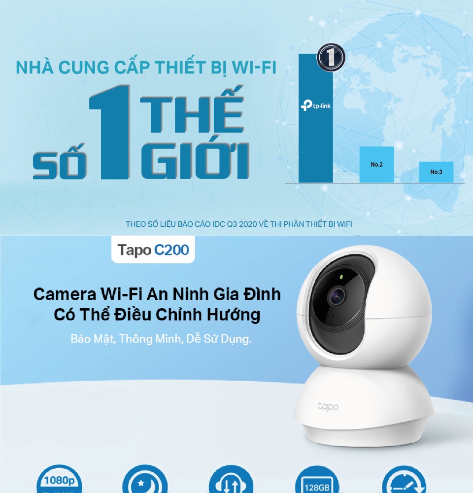 Camera Wifi TP-Link Tapo C200 / C210 Smart IR Full HD 1080P - Hàng Chính