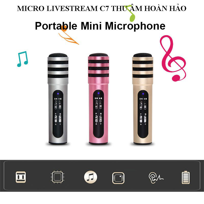 Micro C7 -  Thu Âm Hát Karaoke Livestream trên điện thoại 3 in 1