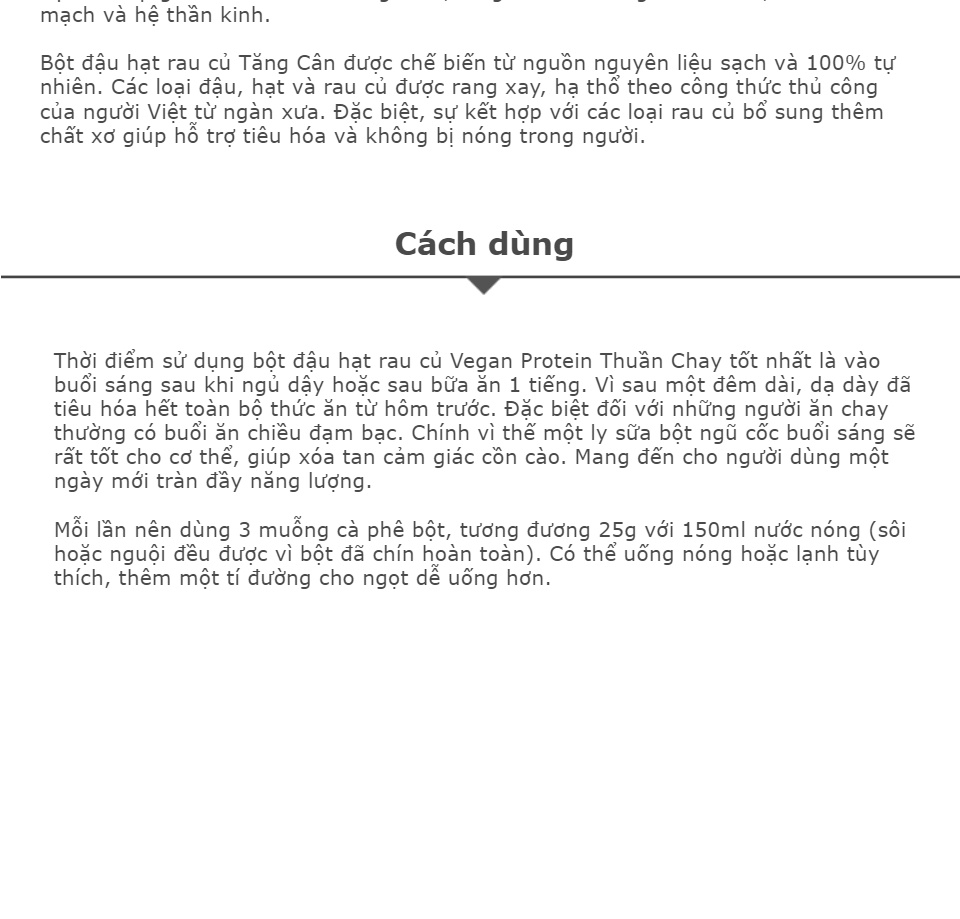 THUẦN CHAY VEGAN PROTEIN KHÔNG NÀNH - BỘT ĐẬU HẠT VÀ RAU CỦ BỔ SUNG PROTEIN (KHÔNG ĐẬU NÀNH) (500GR)