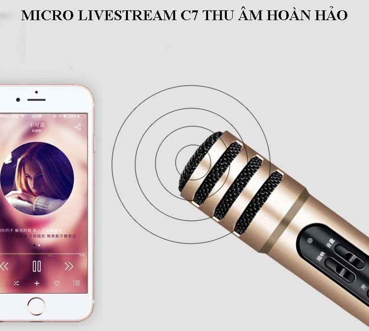Micro C7 - Thu Âm Hát Karaoke Livestream trên điện thoại 3 in 1 Micro C7 - Thu Âm Hát Karaoke Livestream trên điện thoại 3 in 1