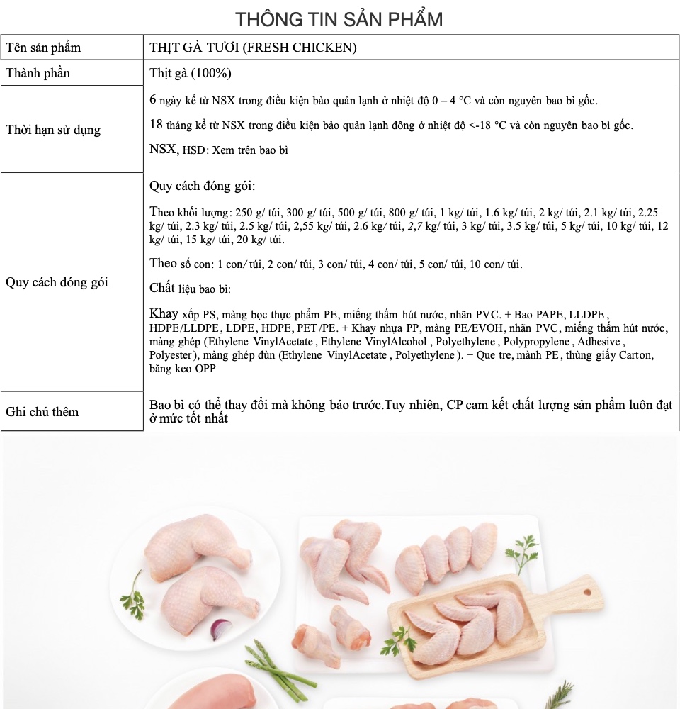 CP Tim gà siêu sạch, tươi mới mỗi ngày - 500g - Được sản xuất theo tiêu chuẩn 3F. Đảm bảo truy xuất nguồn gốc rõ ràng