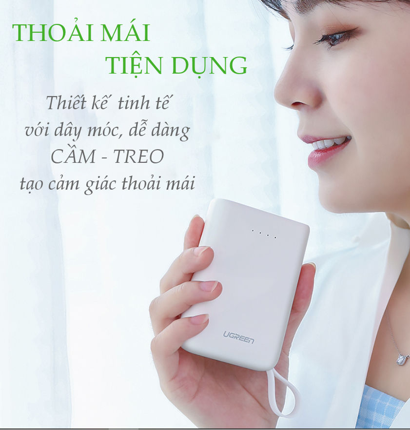 Sạc dự phòng 10000mAh có móc treo tay, 2 cổng sạc USB sử dụng cùng lúc 2 điện thoại, hỗ trợ 2 cổng Micro USB và USB type C UGREEN PB133 60197 Sạc dự phòng 10000mAh có móc treo tay, 2 cổng sạc USB sử dụng cùng lúc 2 điện thoại, hỗ trợ 2 cổng Micro USB và USB type C UGREEN PB133 60197