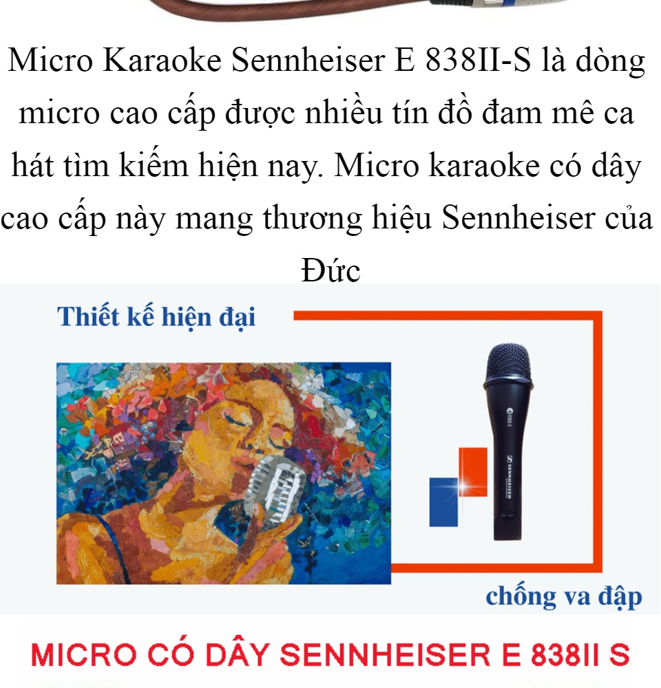 Micro Karaoke Có Dây Sennheiser 838 Ii-S Hộp Nhôm Cao Cấp Dải Bass Mượt Mà