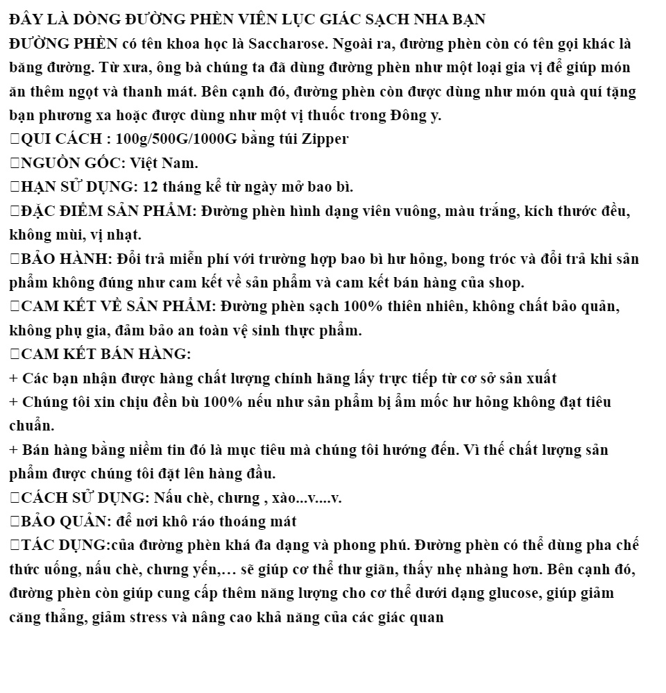 1kg ĐƯỜNG PHÈN VIÊN SẠCH ĐỀU VIÊN