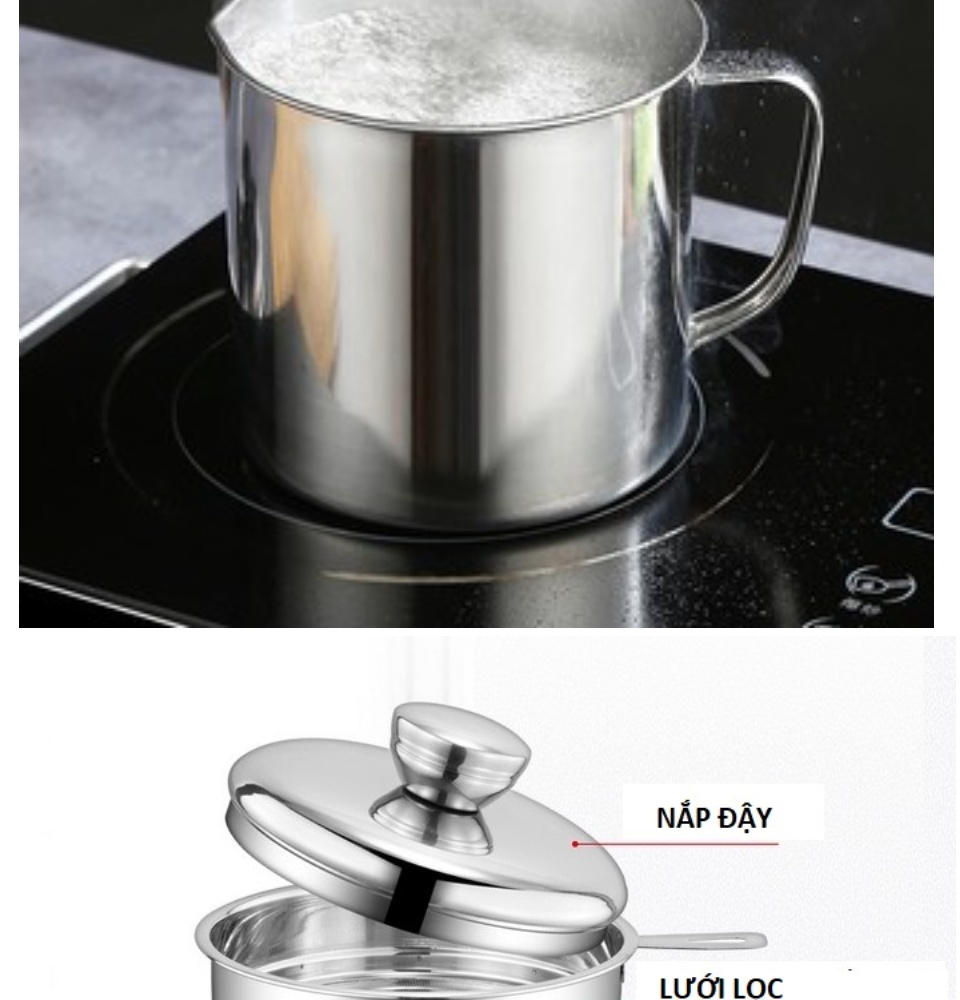 Ca Lọc Dầu Inox 304 Không Thấm Lọc Dầu Cực Trong ,Không Để Lại Cặn,Nguyên Chất Dầu Không Đen