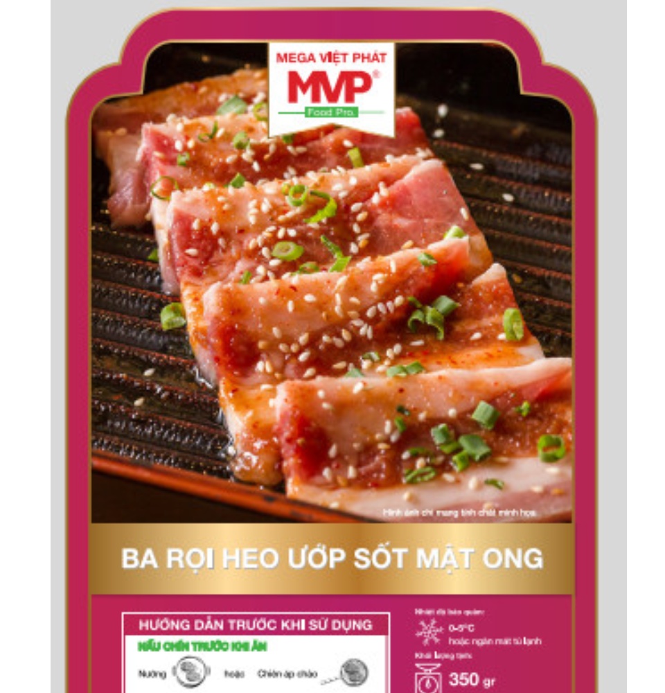 HCM - READY TO COOK Ba rọi heo ướp sốt mật ong 350g Mega Việt Phát (MVP) - Giao nhanh