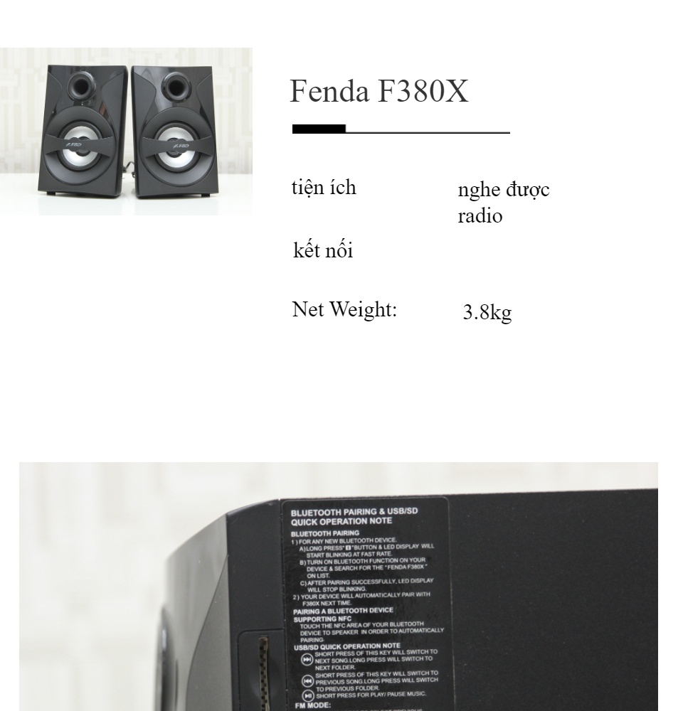 mua và trải nghiệm Loa Vi Tính Bluetooth Fenda F380X - 2.1- dáng khỏe bass