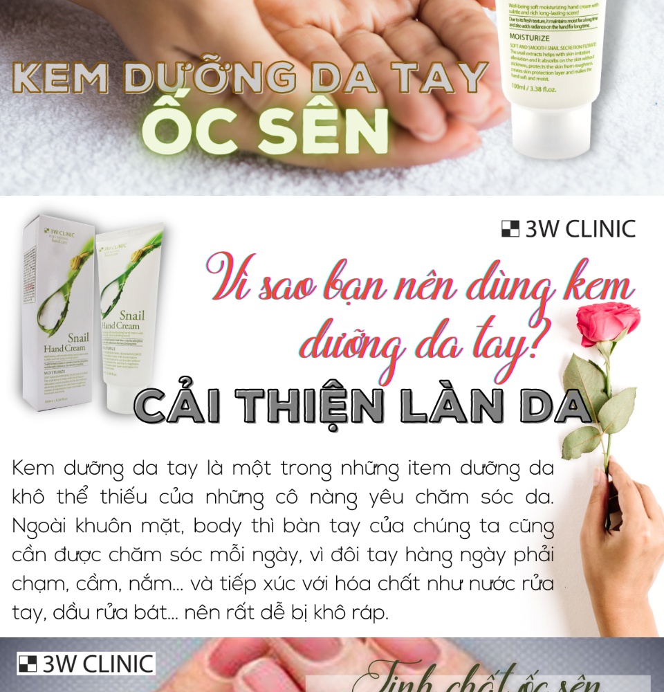 kem dưỡng tay ốc sên 3w clinic moisturizing hand cream 100ml 2