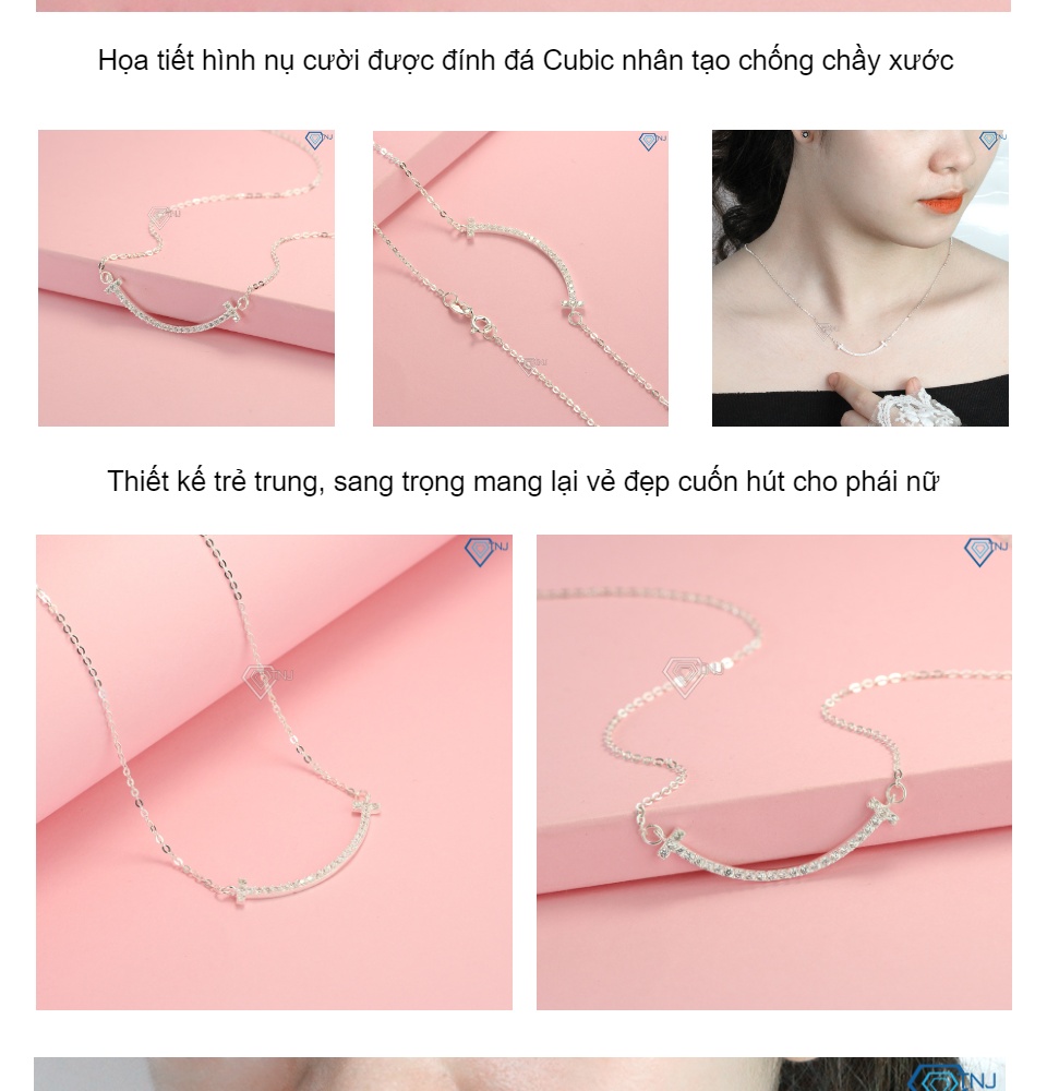 Dây chuyền nữ bạc thật mặt nụ cười - Vòng cổ bạc nữ tầng lớp Itaewon Class DCN0466 - Trang Sức TNJ