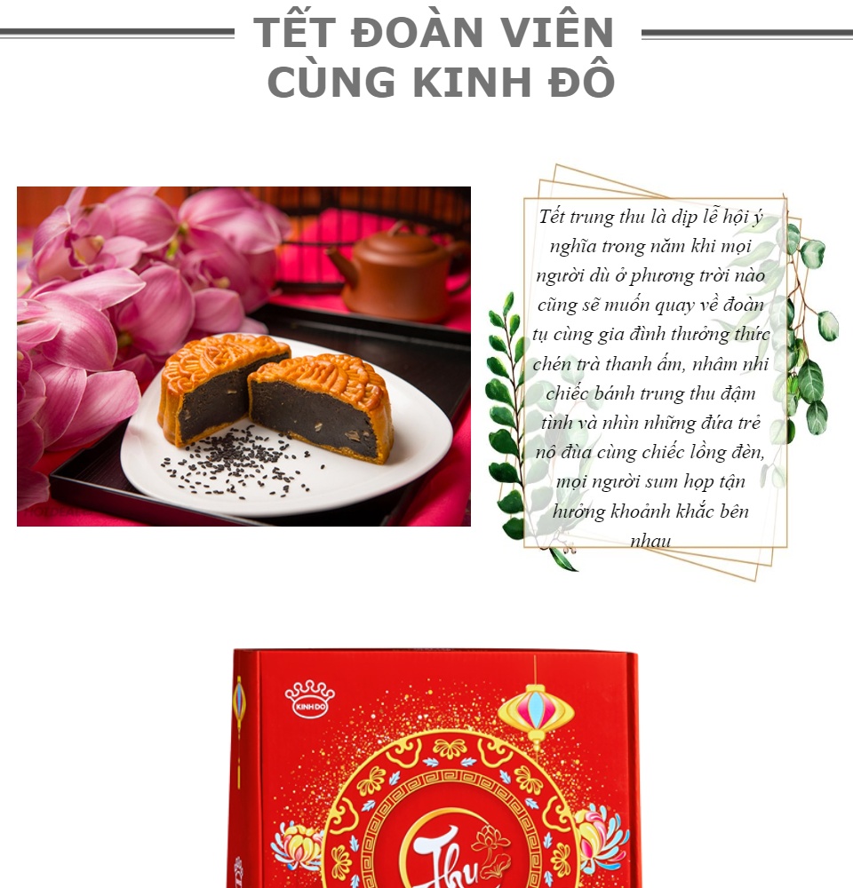 GIẢM 28% - BÁNH TRUNG THU KINH ĐÔ - ĂN CHAY ĂN KIÊNG - MÈ ĐEN HẠT DƯA