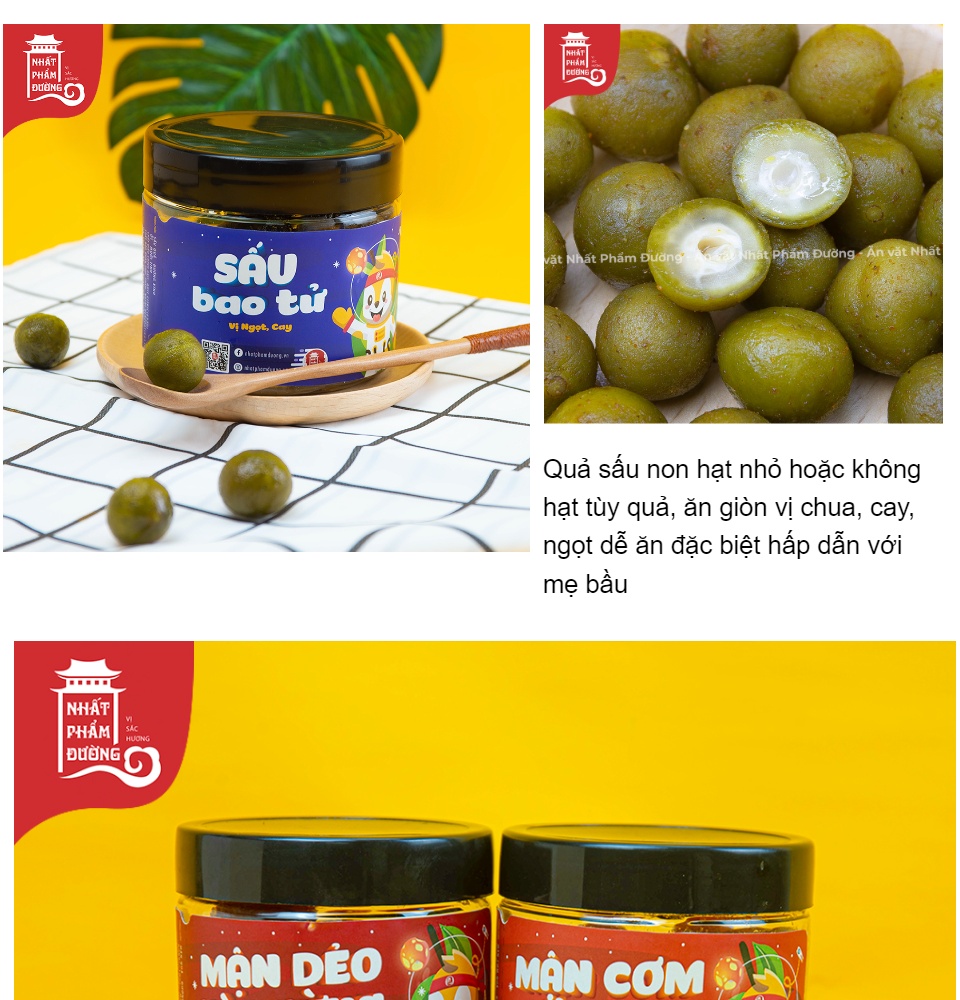 Ô mai xí muội Sấu bao tử Nhất Phẩm Đường không hạt vị chua cay ngọt đặc sản Hà Nội