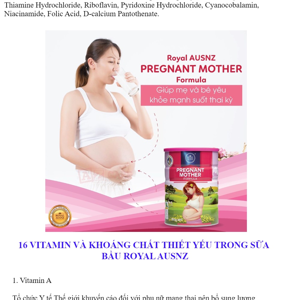 Sữa Hoàng Gia Úc Dành cho Bà Bầu PREGNANT MOTHER FORMULA