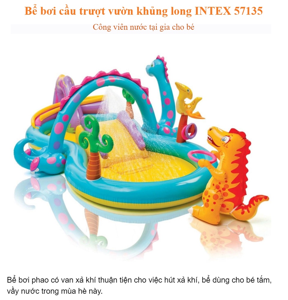 Bể bơi cầu trượt vườn khủng long INTEX 57135 - Hồ bơi cho bé mini