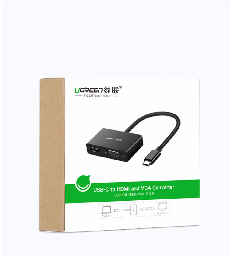 Bộ chuyển đổi USB Type C sang HDMI/VGA hình ảnh 3D 4kx2k 30HZ, độ phân giải 1920x1080P 60HZ cho MacBook, các thiết bị hỗ trợ cổng USB type C... dài 10-15cm UGREEN CM162 Bộ chuyển đổi USB Type C sang HDMI/VGA hình ảnh 3D 4kx2k 30HZ, độ phân giải 1920x1080P 60HZ cho MacBook, các thiết bị hỗ trợ cổng USB type C... dài 10-15cm UGREEN CM162