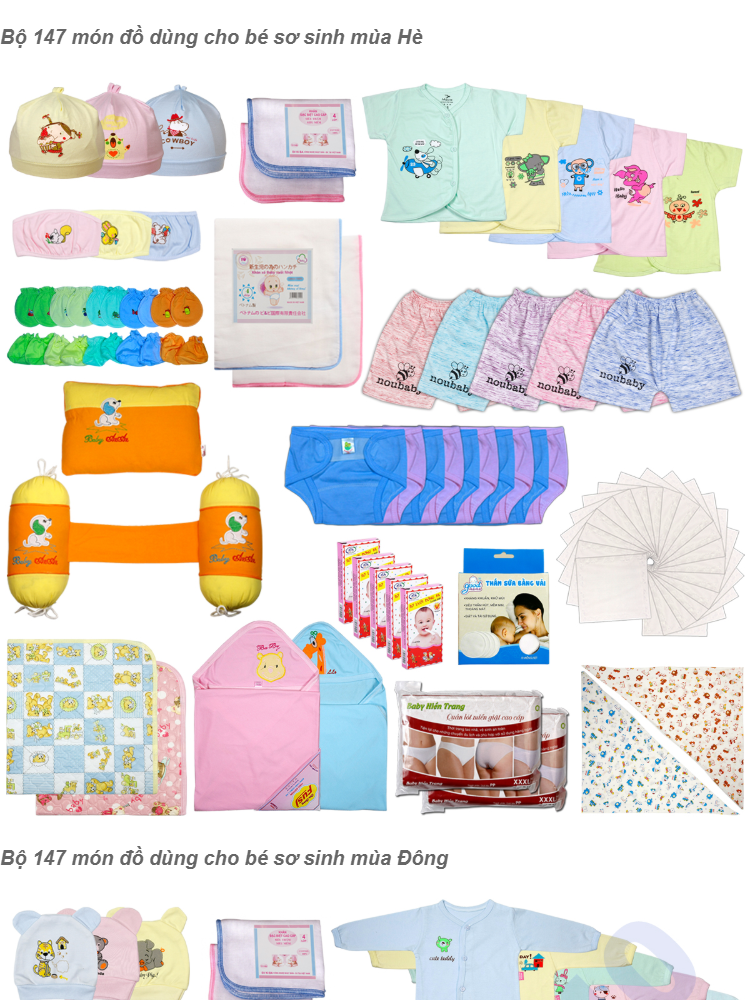 Trọn Bộ 147 Đồ Dùng Đi Sinh Cho Bé Sơ Sinh Từ 2-5Kg Combo Sơ Sinh Theo Mùa  Đồ Sơ Sinh Mùa Hè Đồ Sơ Sinh Mùa Đông ( Ảnh Thật) Cb147 -