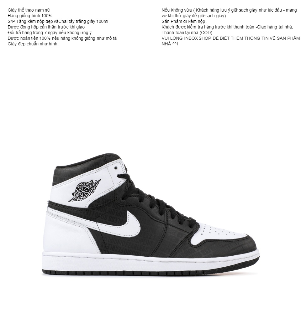 GIÀY NIKE JORDAN ĐEN TRẮNG CAO CỔ HÀNG CAO CẤP