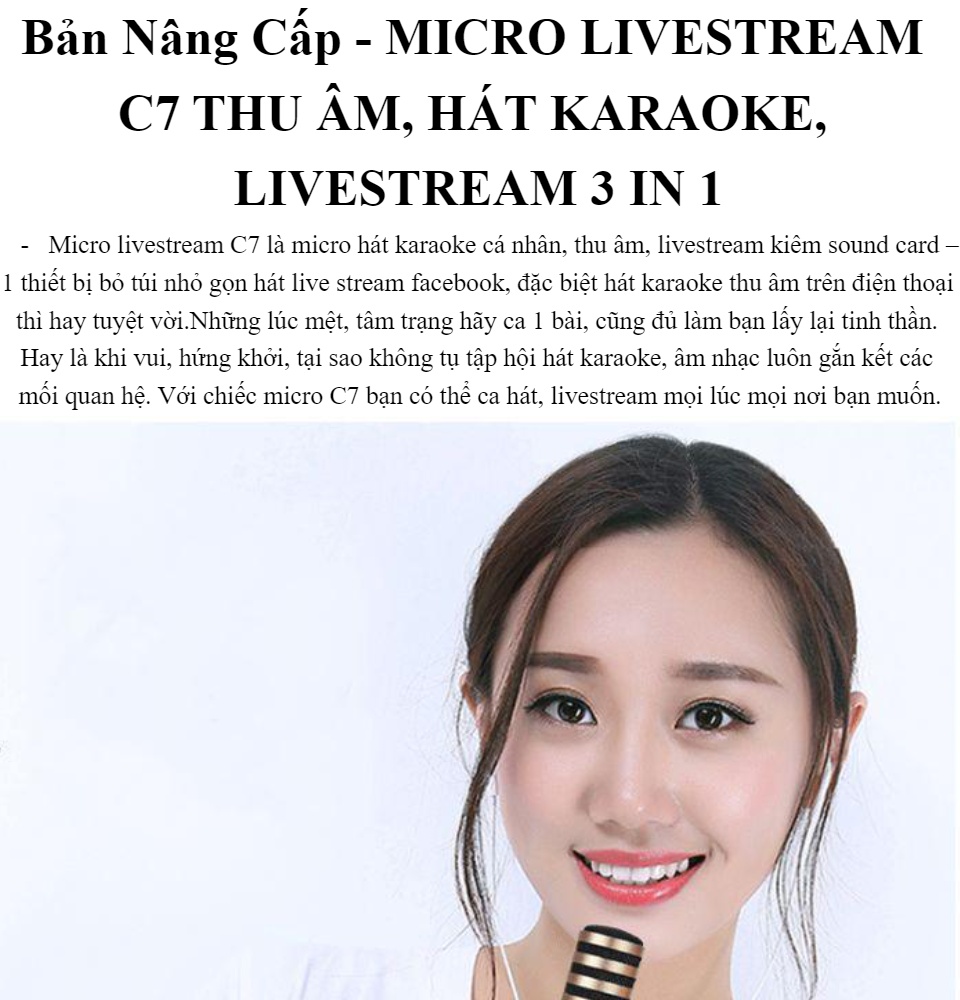 Micro Thu Âm Karaoke Live Stream Bản Nâng Cấp - MICRO LIVESTREAM C7 THU ÂM