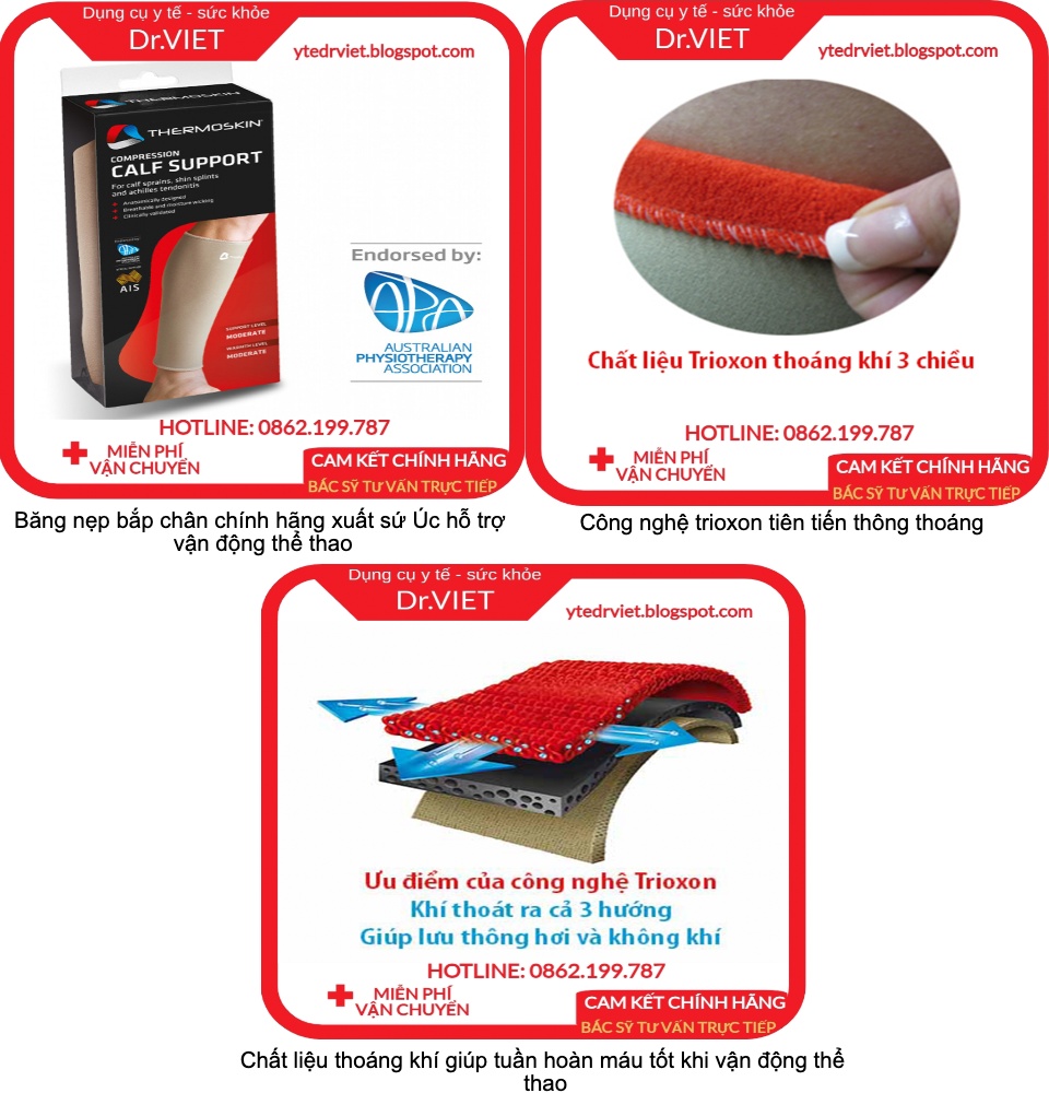 [HCM]Băng nẹp bắp chân Thermoskin Calf Shin chính hãng Australia-Cố định bắp chân-Chất liệu thoáng khí bền đẹp