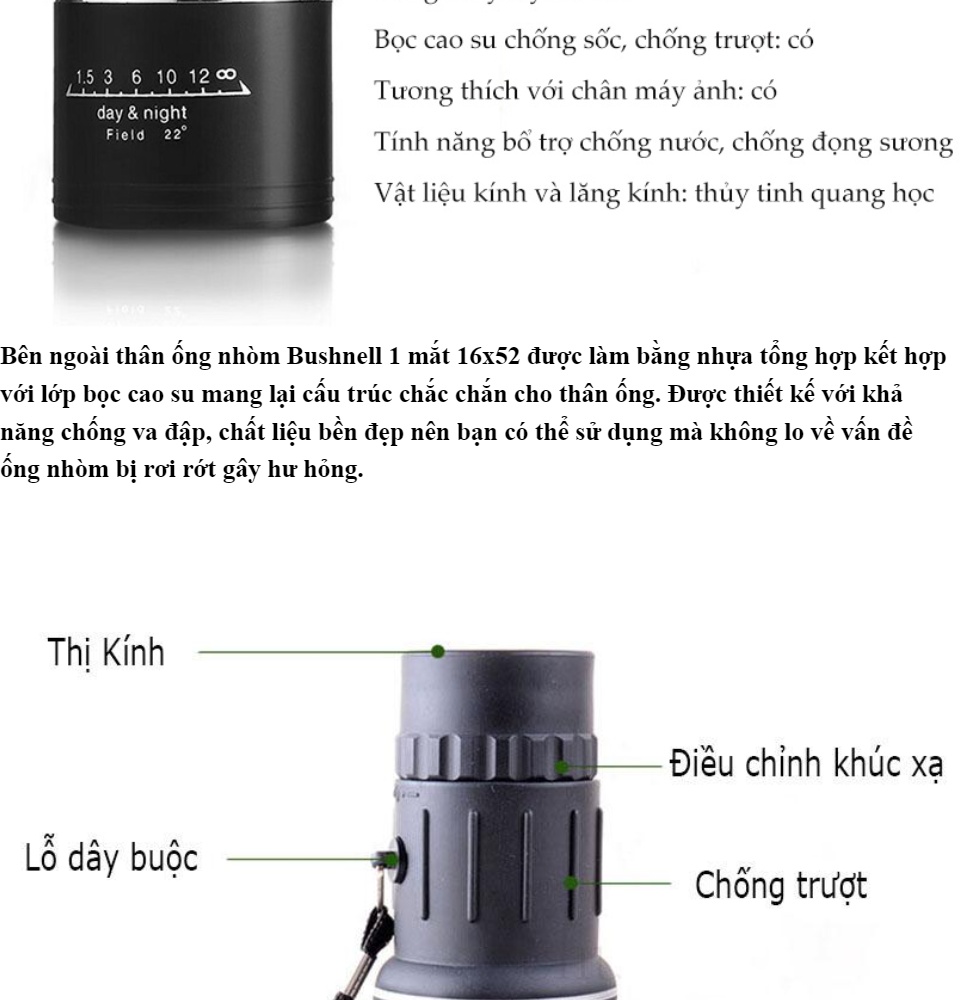 Ống Nhòm Xuyên Tường, Nhìn Xuyên Khoảng Cách,Bán Ống Nhòm,Ống Nhòm Siêu Nét, Ống Nhòm Đêm Mua Ngay Ống Nhòm BUSHNELL Siêu Zoom,Độ phóng đại lớn Mẫu Mới 2019-BH Uy Tín 1 Đổi 1