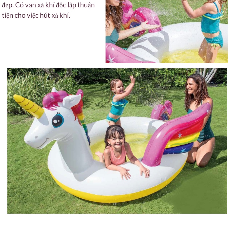 Bể bơi phao ngựa thần sắc màu có vòi phun mưa intex 57441 - Hồ