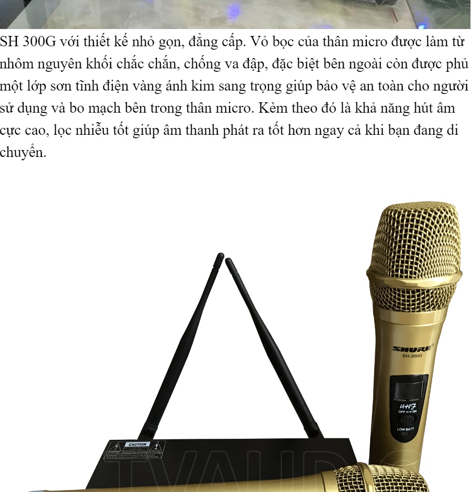 Mic Hát Karaoke Bộ 2 Micro Không Dây Và Đầu Thu SHURE SH-300GBỘ 2 Micro