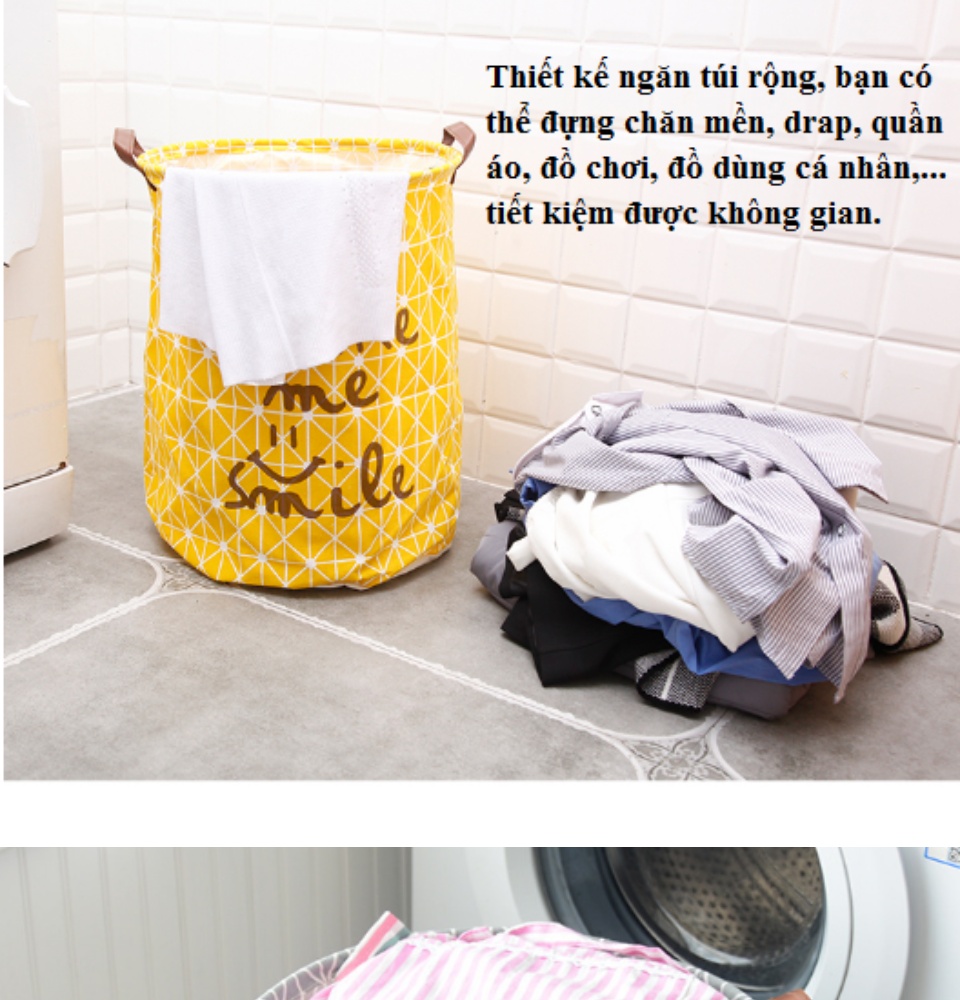 Giỏ đựng quần áo chăn màn đựng đồ chơi đồ giặt đồ dơ siêu rộng đa năng có thể gấp gọn tiện dụng G02-W01