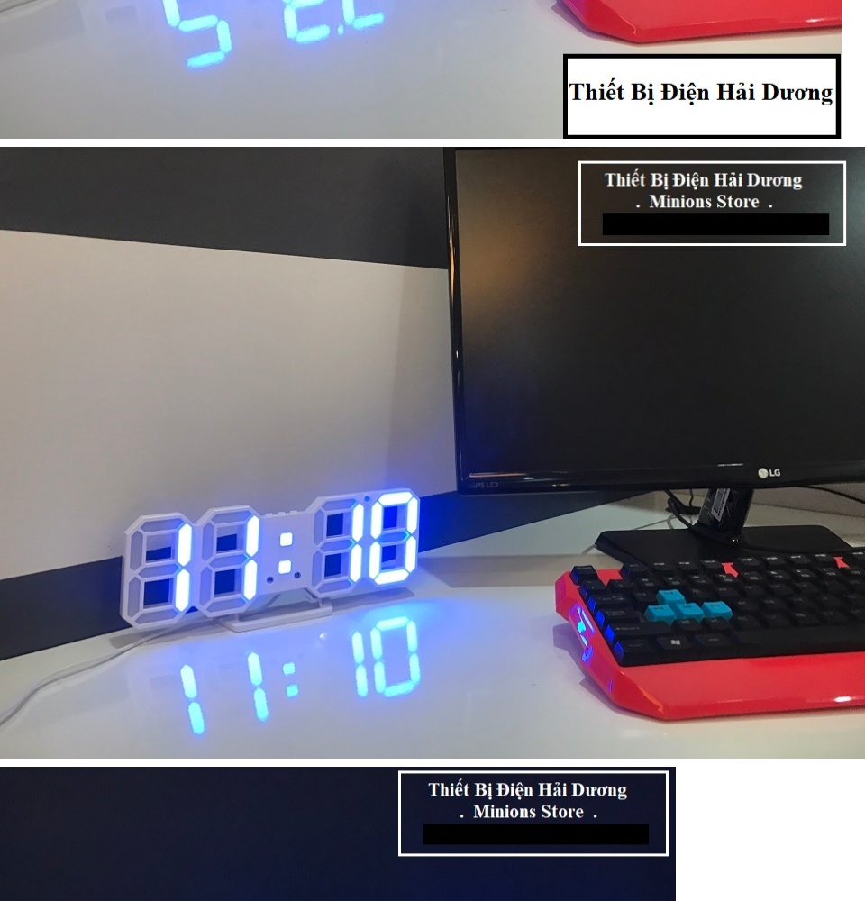 đồng hồ điện tử 3d để bàn hoặc treo tường - báo thức & đo nhiệt độ - tn828 61