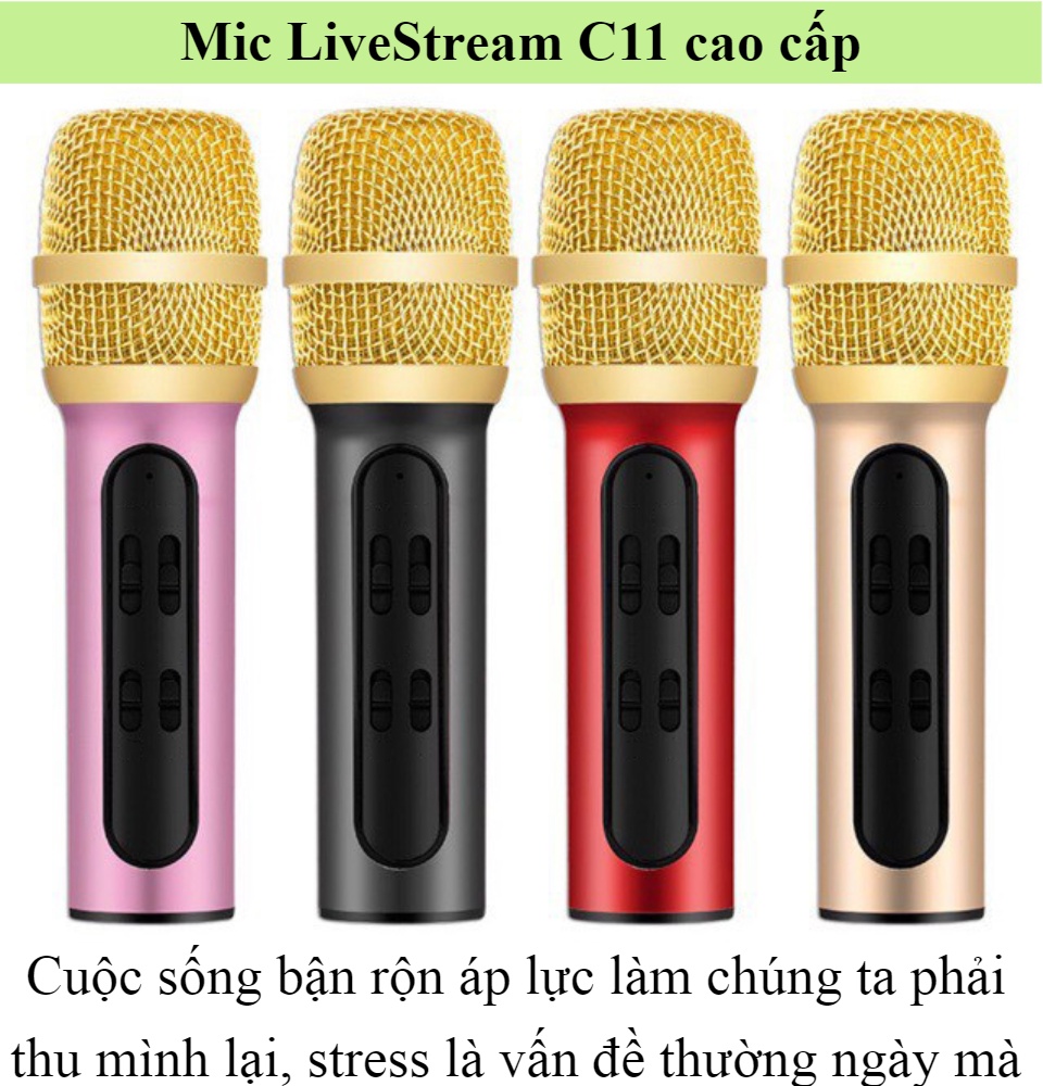 Mic Livestream C11 Cao Cấp Micro Không Dây Hát Cực Hay Bộ Micro Dành Cho