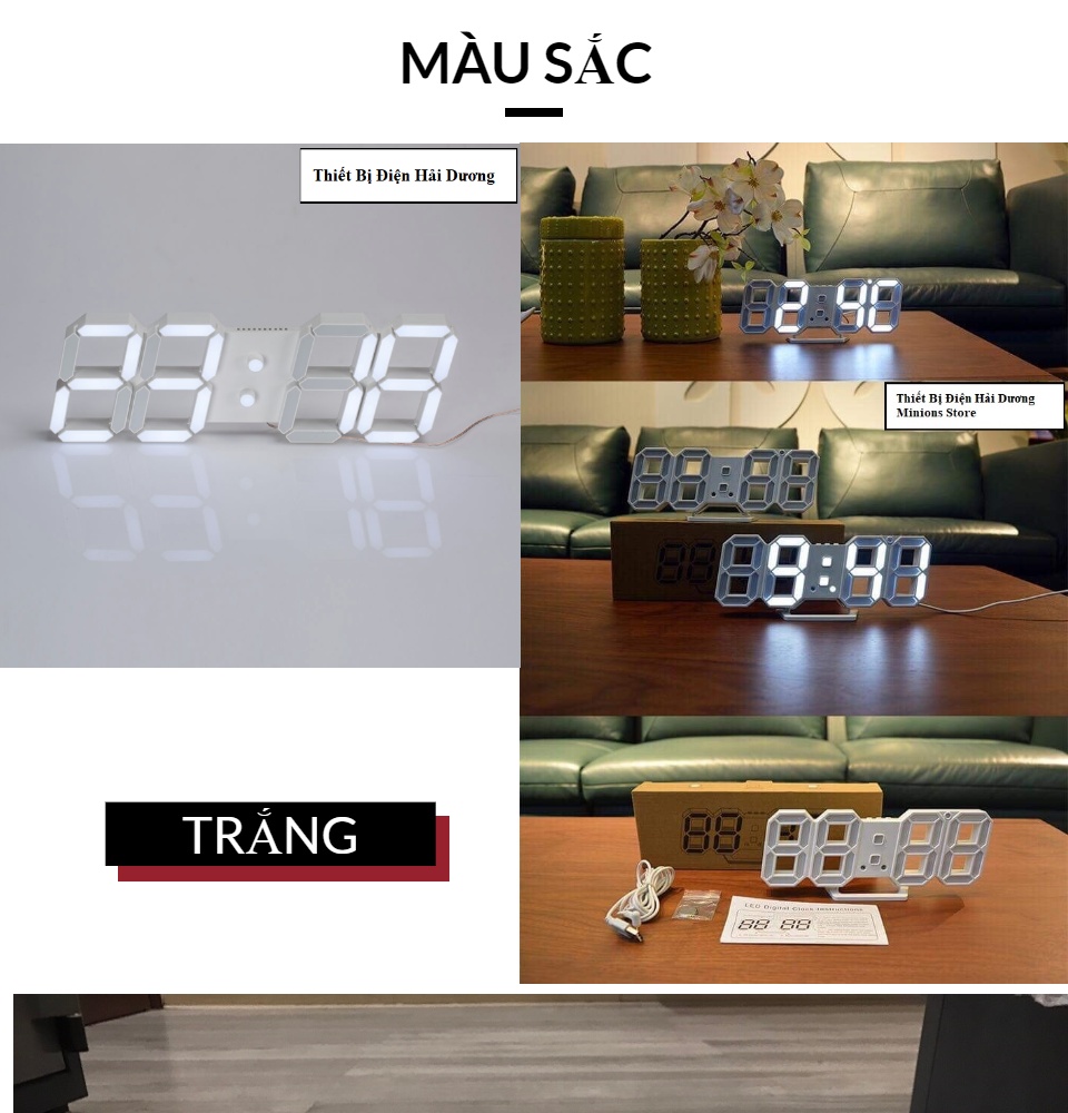 đồng hồ điện tử 3d để bàn hoặc treo tường - báo thức & đo nhiệt độ - tn828 10