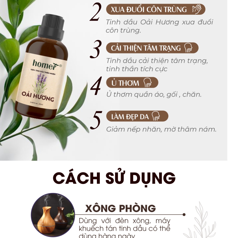 Tinh dầu thiên nhiên dung tích 100ml HOMER nhập khẩu - Nhóm đơn hương cơ bản 20 mùi - Tinh dầu Cam / Bạc hà / Sả chanh