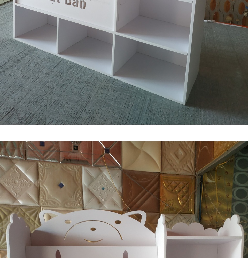 Kệ Sách Gấu 3 Tủ Chứa Đồ Cho Bé PVC Formex Full Bộ Kèm Vít (3 Size)