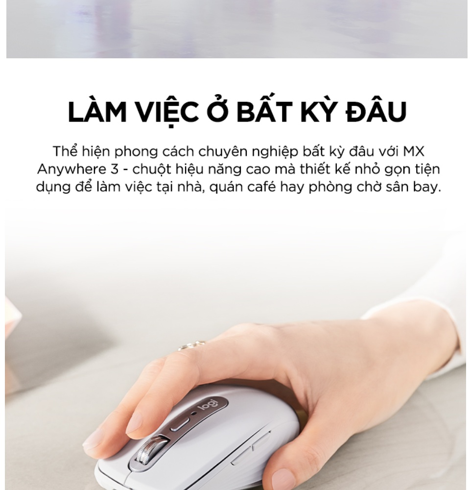 Chuột không dây Logitech MX Anywhere 3 - Bluetooth nhỏ gọn kết nối 3 thiết