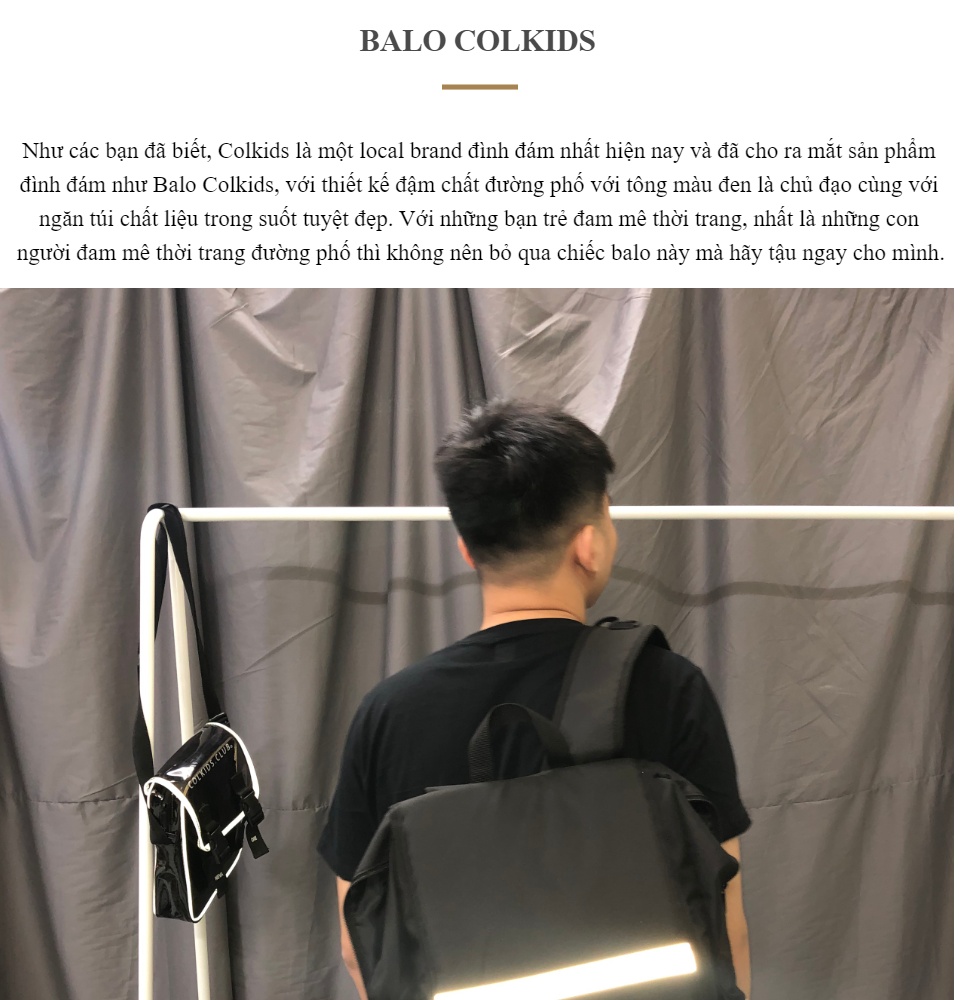 Balo Phản Quang COLKIDS SS3 đi học dành cho nam nữ Màu Đen giá rẽ