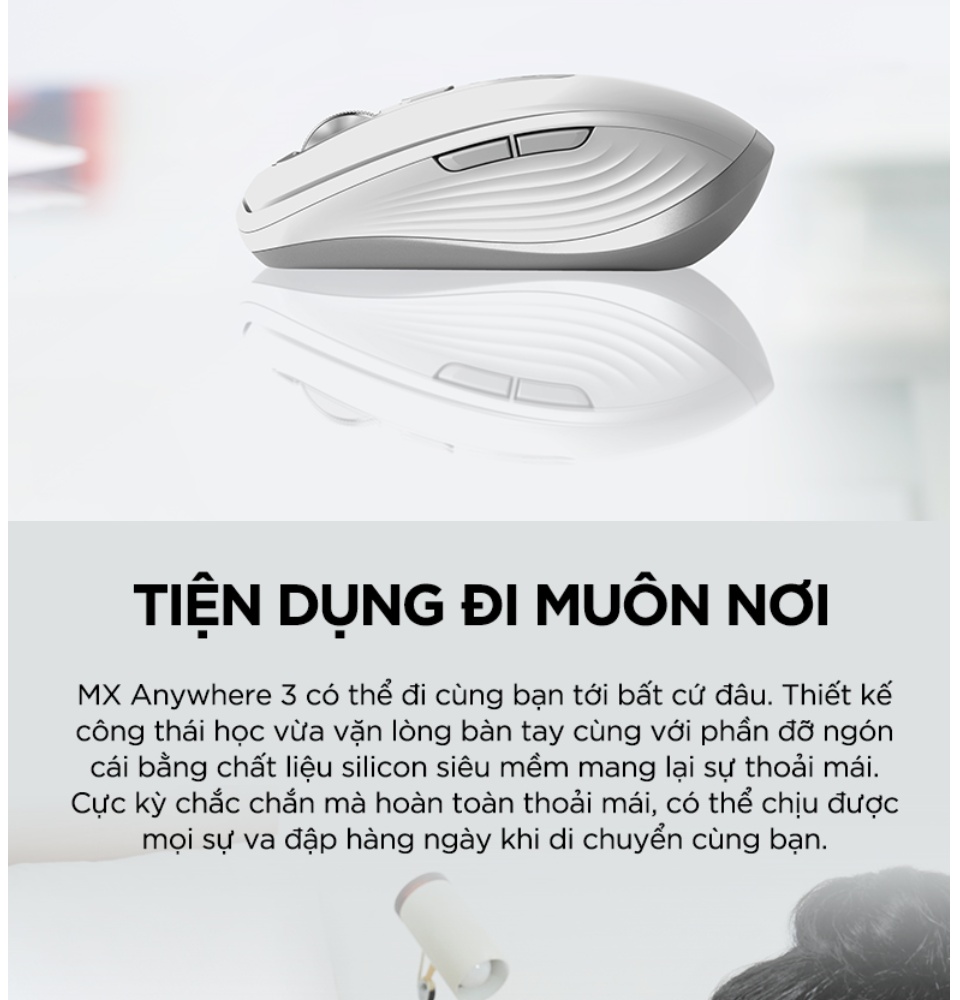 Chuột không dây Logitech MX Anywhere 3 - Bluetooth nhỏ gọn kết nối 3 thiết