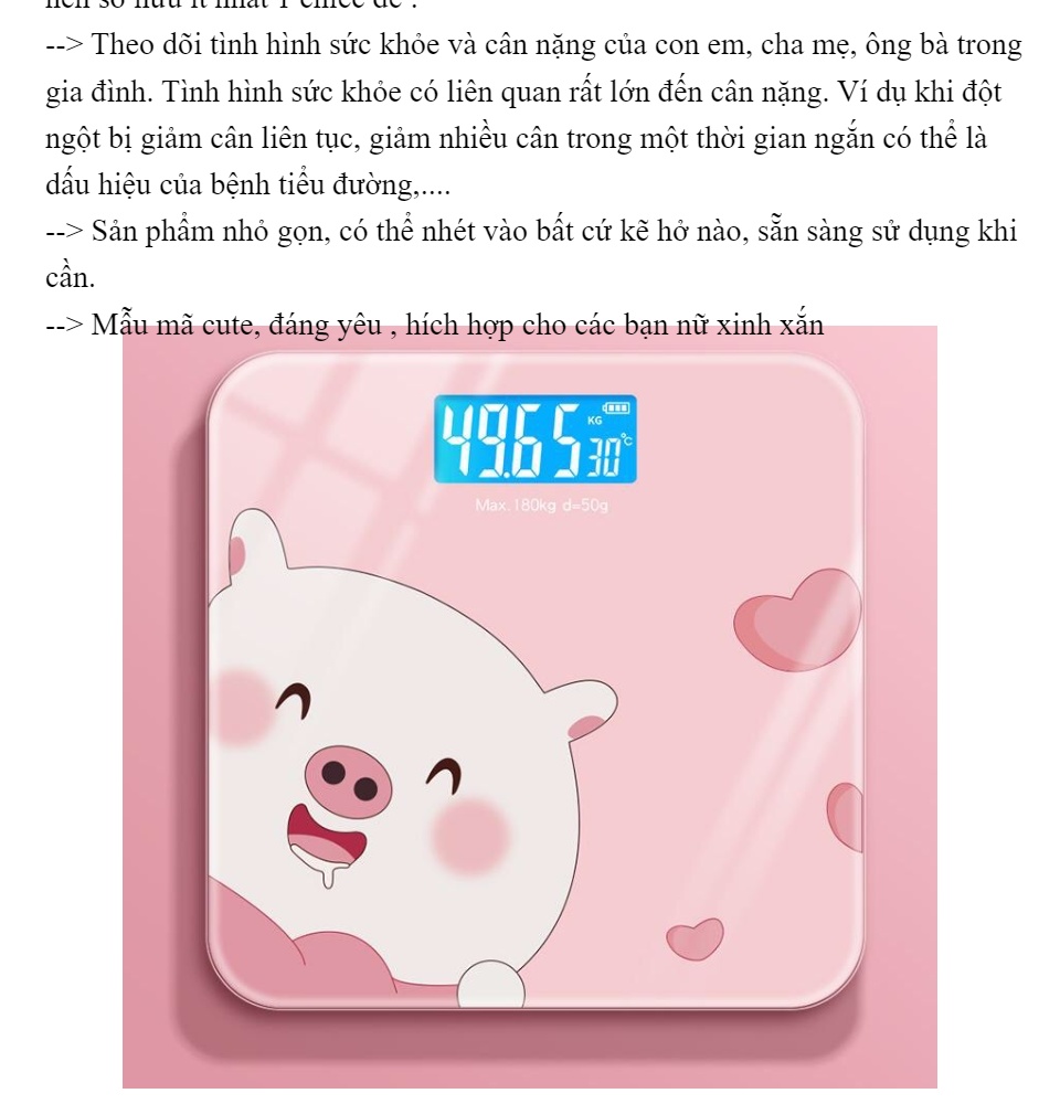 tops [GIẢM 7 TỐI ĐA 500K][HÀNG TỐT] Cân điện tử gia đình - Cân điện tử sử dụng pin - Bền tốt độ chính xác cao